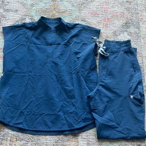 Grey Blue Figs Scrubs Set